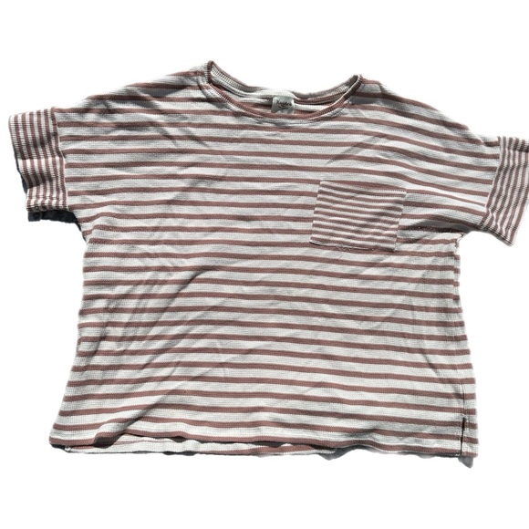 Hayden Los Angeles Waffle Textured Mixed Stripe Oversize Knit Tee Size 3XL - Picture 7 of 11